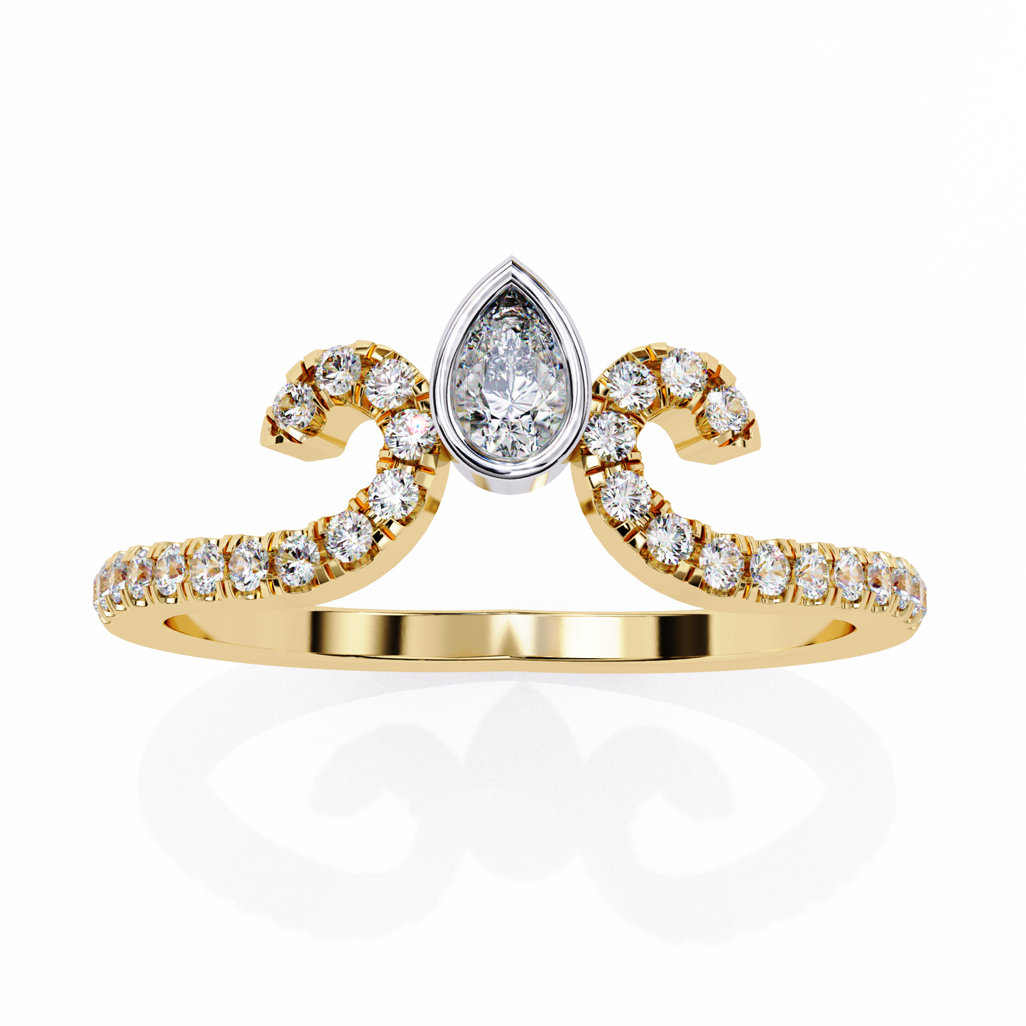 LGD Ring Pear & Round  Stone (0.3ct) In 14K Gold   #LGD-PERD-CD166