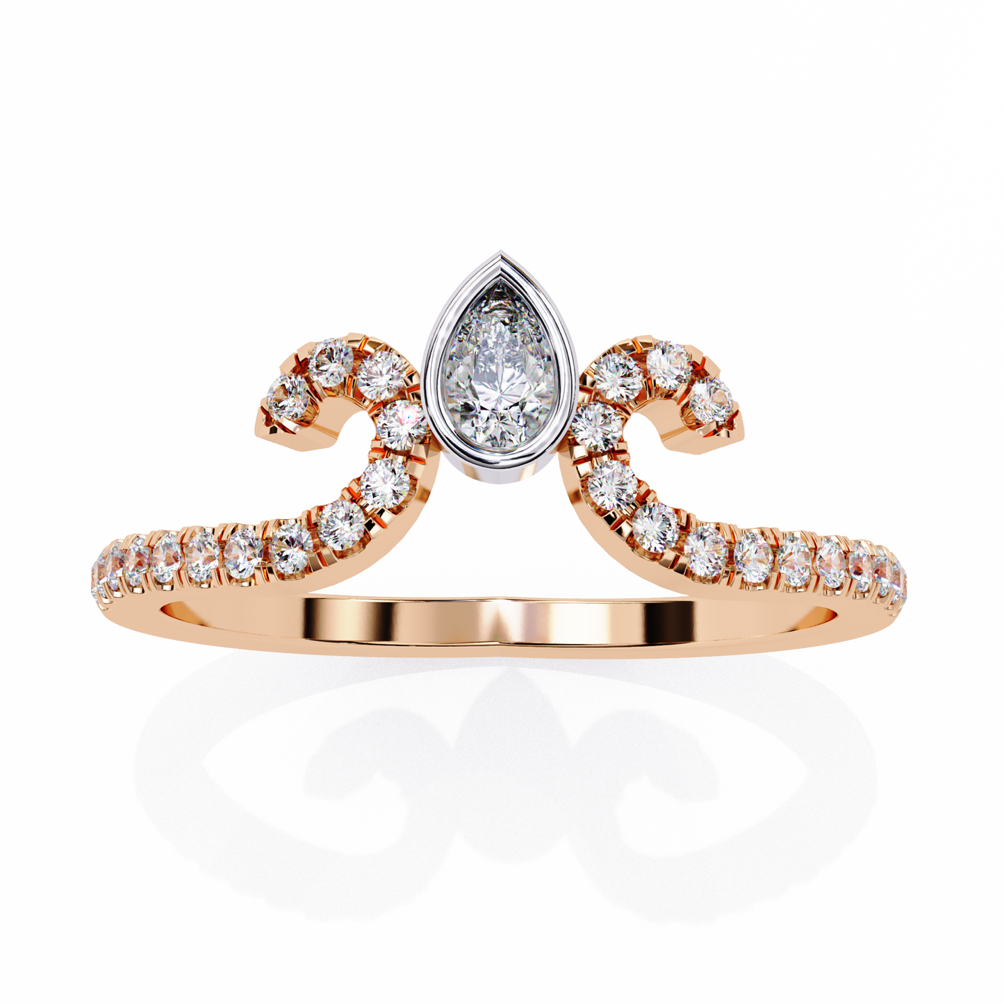 LGD Ring Pear & Round  Stone (0.3ct) In 14K Gold   #LGD-PERD-CD166