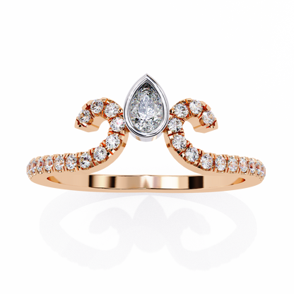 LGD Ring Pear & Round  Stone (0.3ct) In 14K Gold   #LGD-PERD-CD166