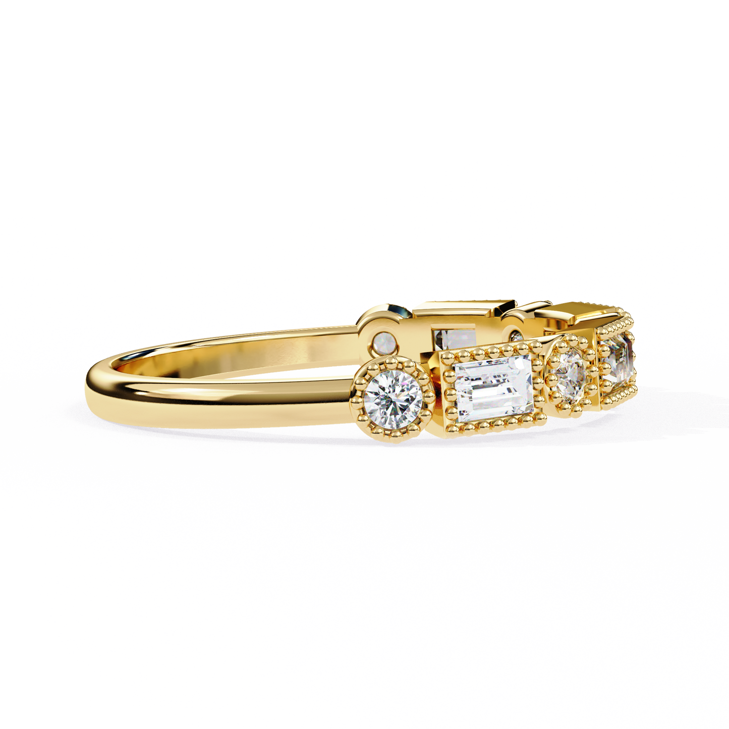 LGD Ring Round & Baguette  Stone (0.35ct) In 14K Gold     #LGD-RD-CD175