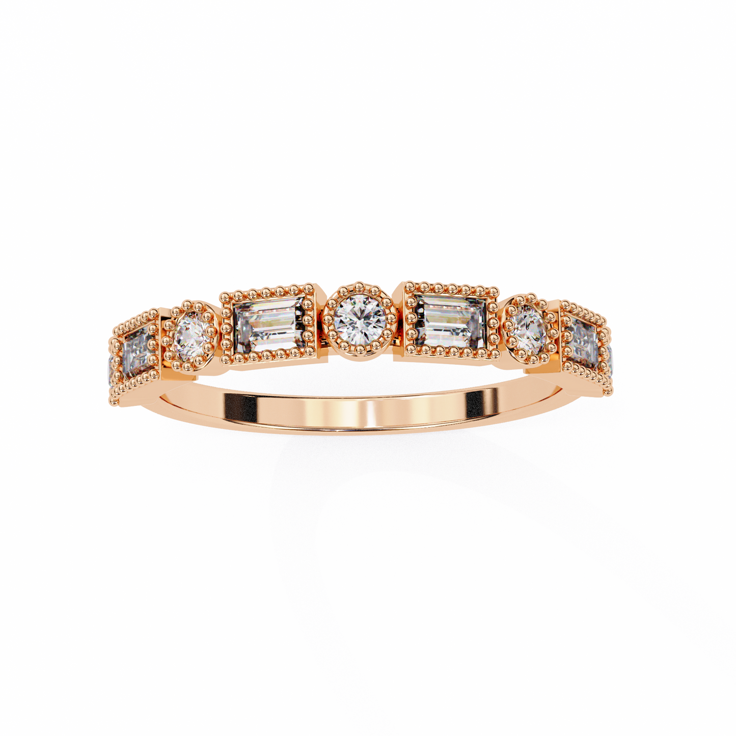 LGD Ring Round & Baguette  Stone (0.35ct) In 14K Gold     #LGD-RD-CD175