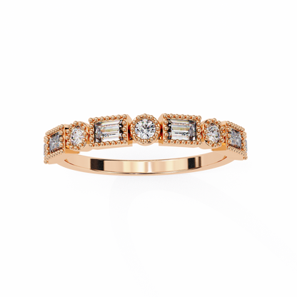 LGD Ring Round & Baguette  Stone (0.35ct) In 14K Gold     #LGD-RD-CD175