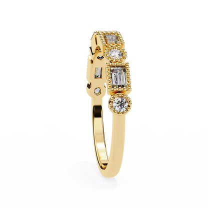 LGD Ring Round & Baguette  Stone (0.35ct) In 14K Gold     #LGD-RD-CD175