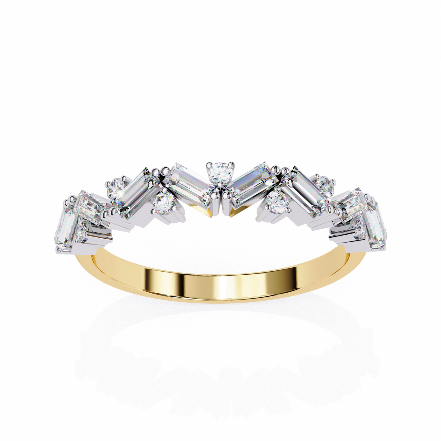 LGD Ring Round & Baguette  Stone (0.54ct) In 14K Gold      #LGD-RD-CD180