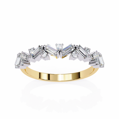 LGD Ring Round & Baguette  Stone (0.54ct) In 14K Gold      #LGD-RD-CD180