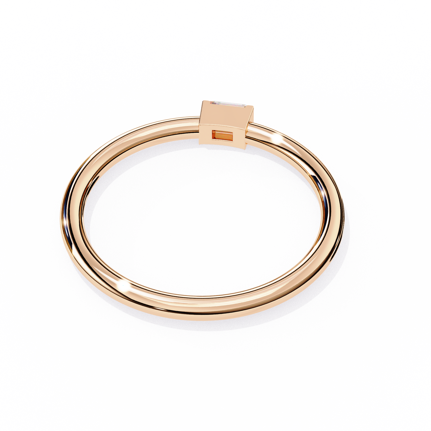 LGD  Ring Baguette Stone (0.11ct) In 14K Gold    #LGD-BE-CD183