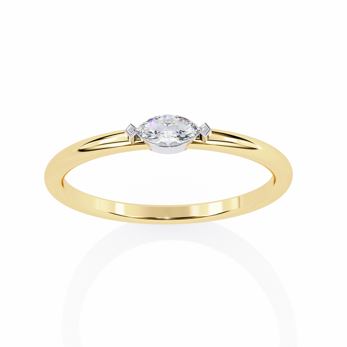 LGD  Ring Marquise Stone (0.1ct) In 14K Gold            #LGD-Mq-CD184