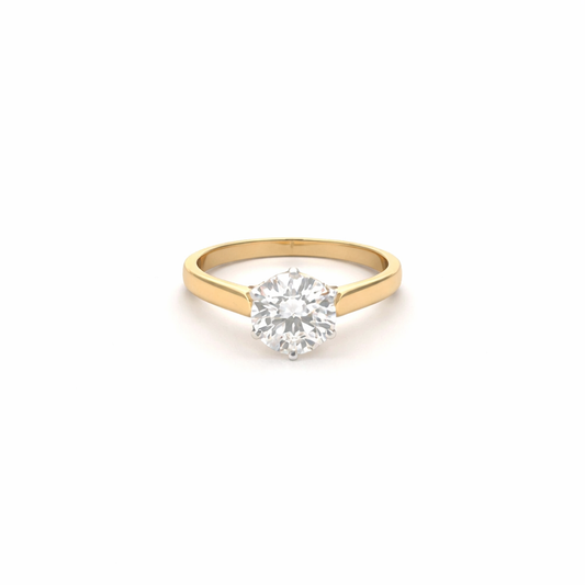 1 Carat Lab Grown Diamond Round Brilliant IGI Certified Ring In 14k Gold