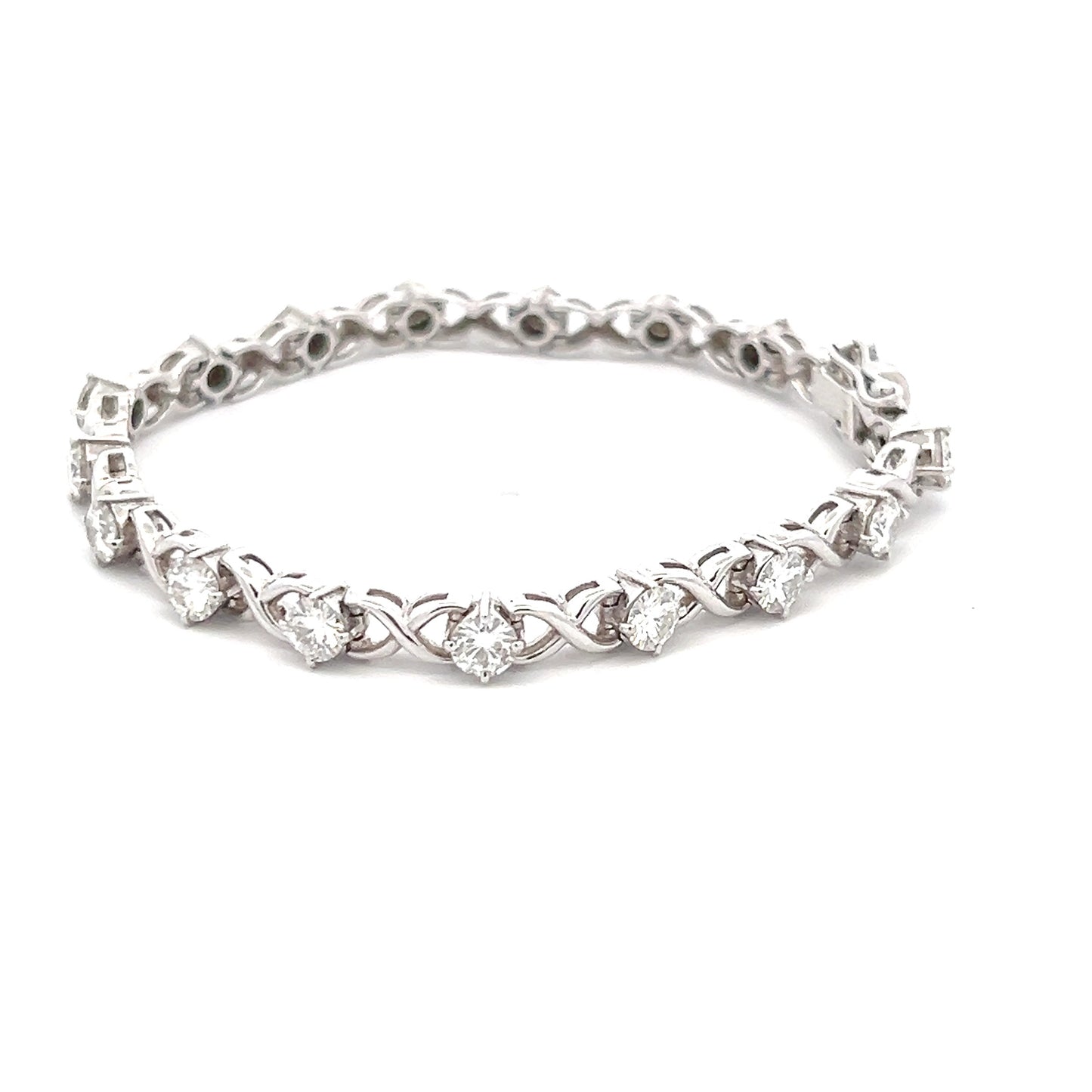 RadianceWrap 4.25ct Round Shape Bracelet in 14k  White Gold With Diamos Lab Grown Moissanite