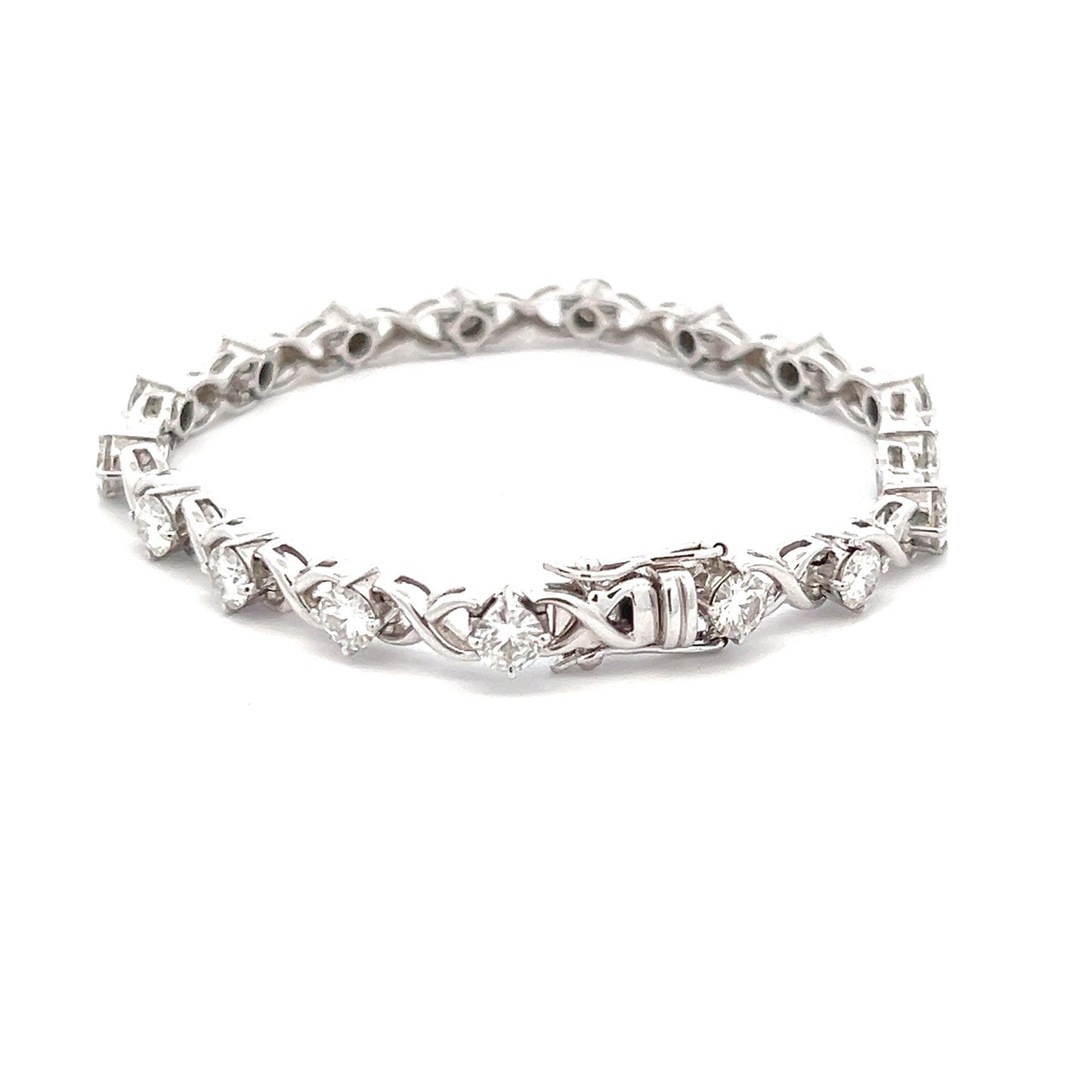 RadianceWrap 4.25ct Round Shape Bracelet in 14k  White Gold With Diamos Lab Grown Moissanite