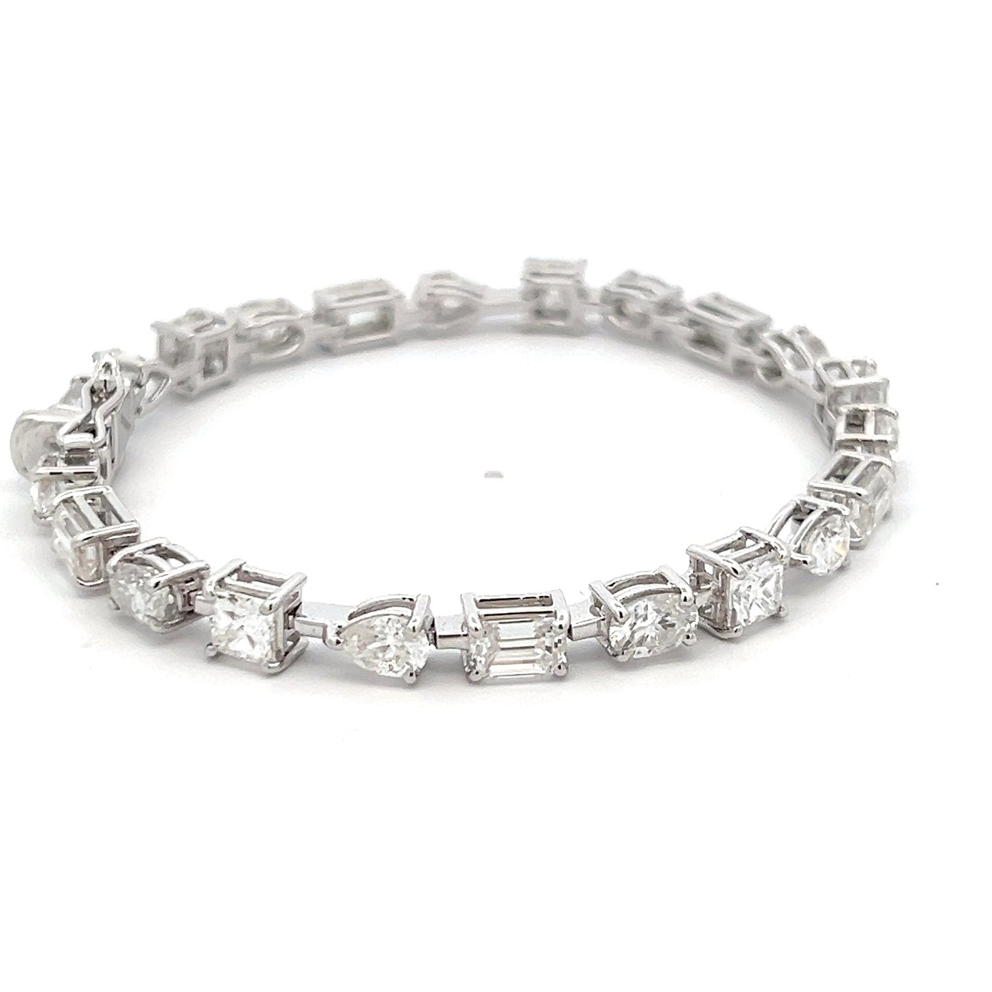 Luminous-Loop 11.68ct Multi-Shape Bracelet in 14k White Gold With Diamos Lab Grown Moissanite