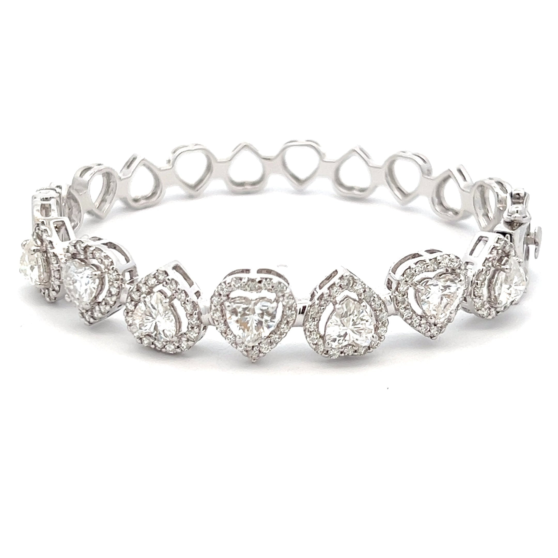 CrystalHinge 5.44ct Heart Shape Bracelet in 14k White Gold With Diamos Lab Grown Moissanite