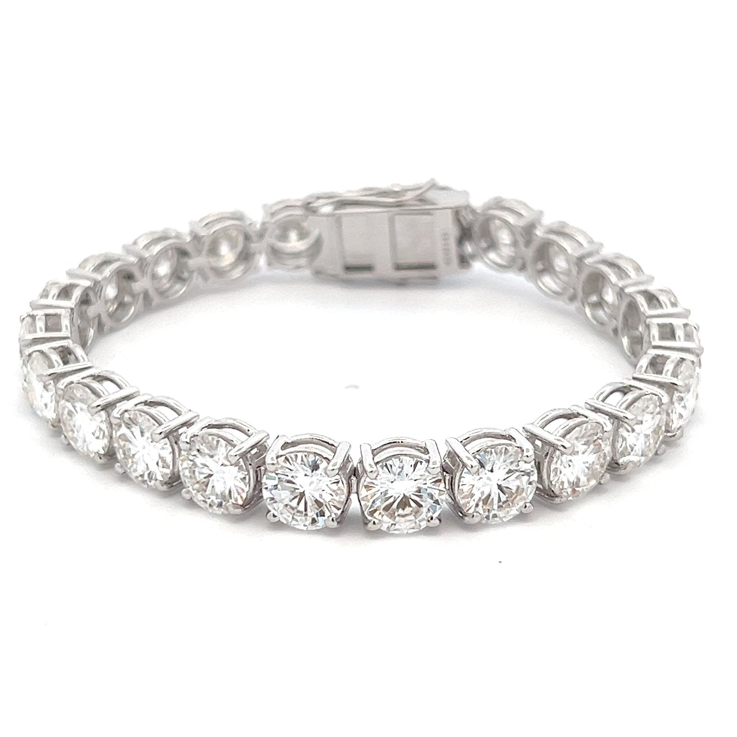 JewelTwist 28.75ct Round Shape Bracelet in 14k White Gold With Diamos Lab Grown Moissanite