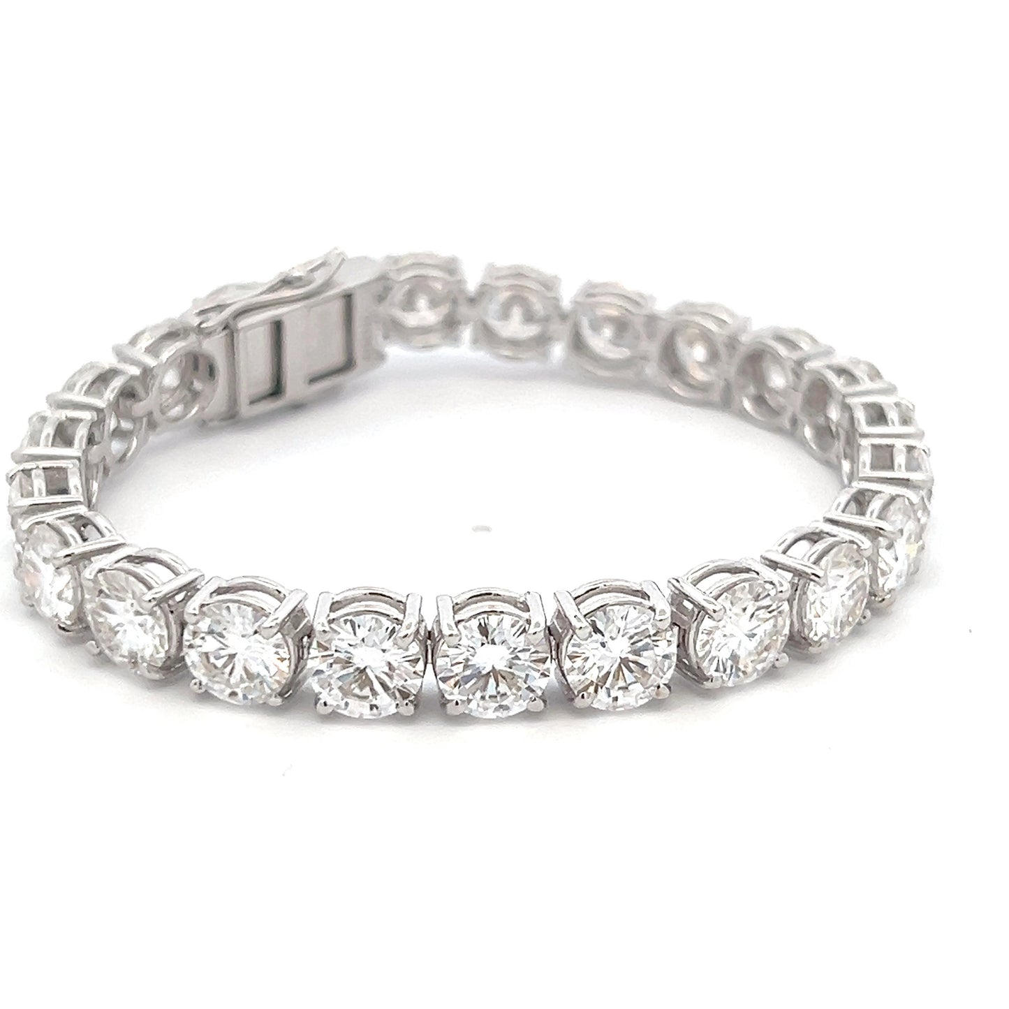 JewelTwist 28.75ct Round Shape Bracelet in 14k White Gold With Diamos Lab Grown Moissanite