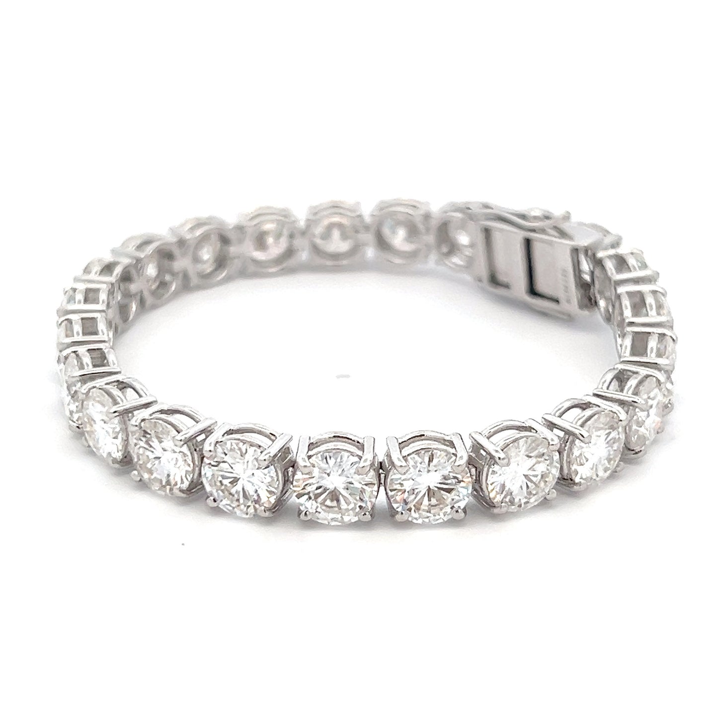 JewelTwist 28.75ct Round Shape Bracelet in 14k White Gold With Diamos Lab Grown Moissanite