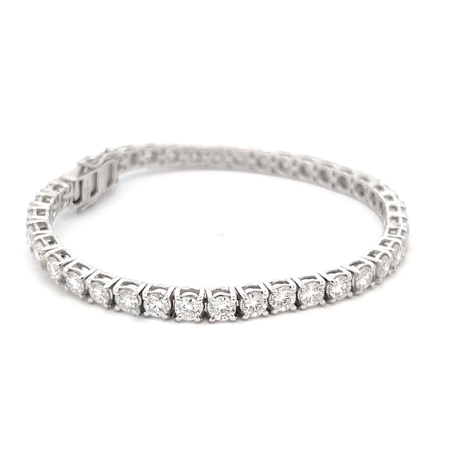 JewelTwist 6.4ct  Round Shape Bracelet in 14k White Gold With Diamos Lab Grown Moissanite