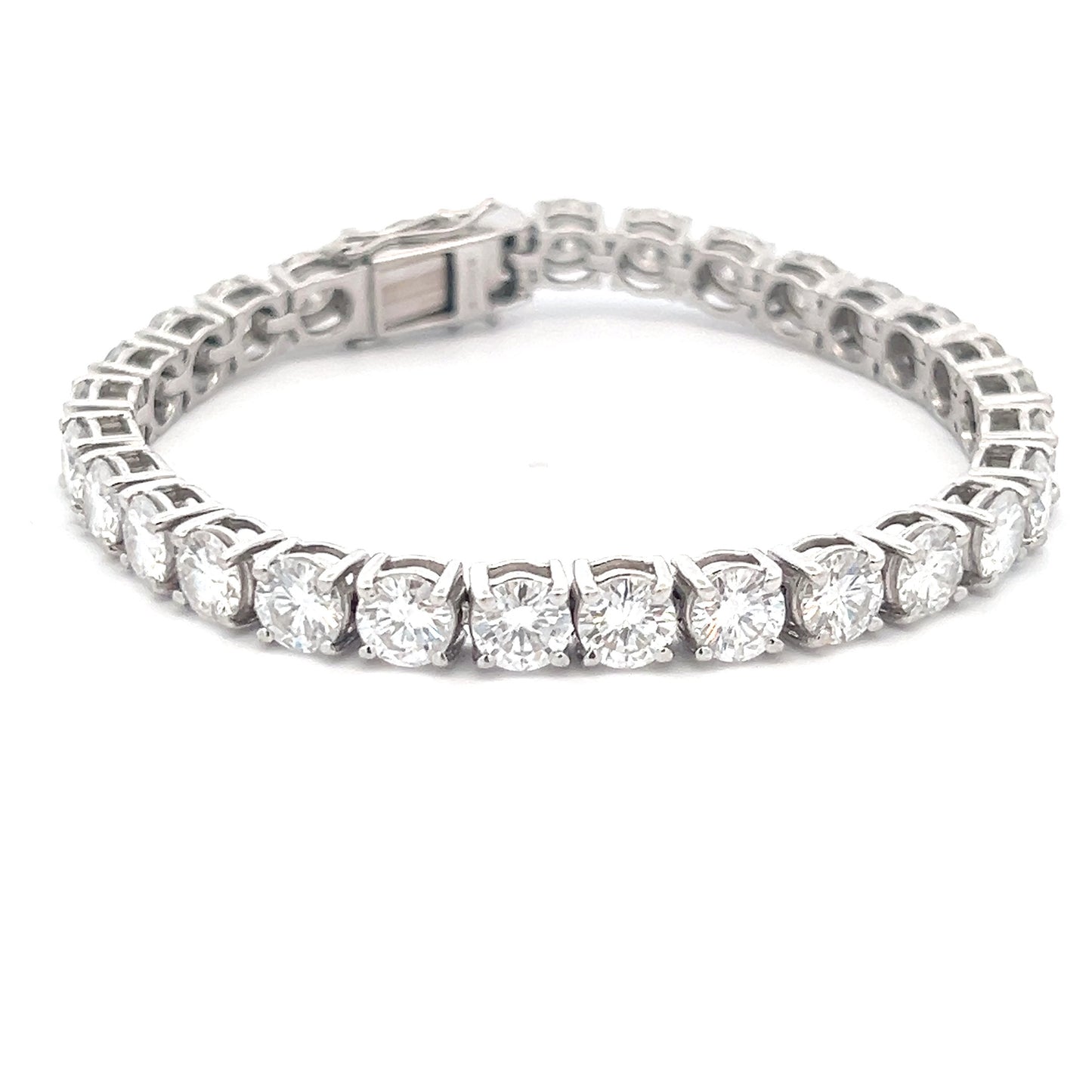 JewelTwist 16ct Round Shape Bracelet in 14k White Gold With Diamos Lab Grown Moissanite