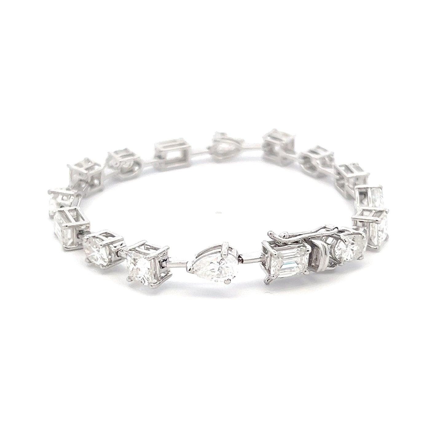 Luminous-Loop 15.6ct Multi-Shape Bracelet in 14k White Gold With Diamos Lab Grown Moissanite