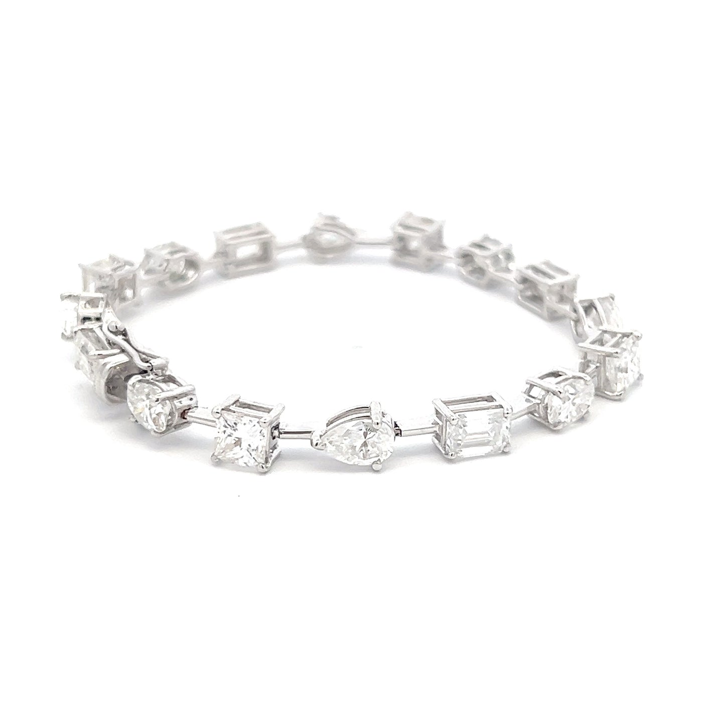 Luminous-Loop 15.6ct Multi-Shape Bracelet in 14k White Gold With Diamos Lab Grown Moissanite