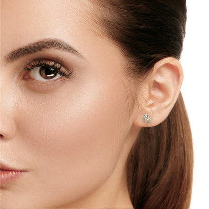 LGD Ear Studs Round  Stone (2.05ct Pair ) In 14K Gold