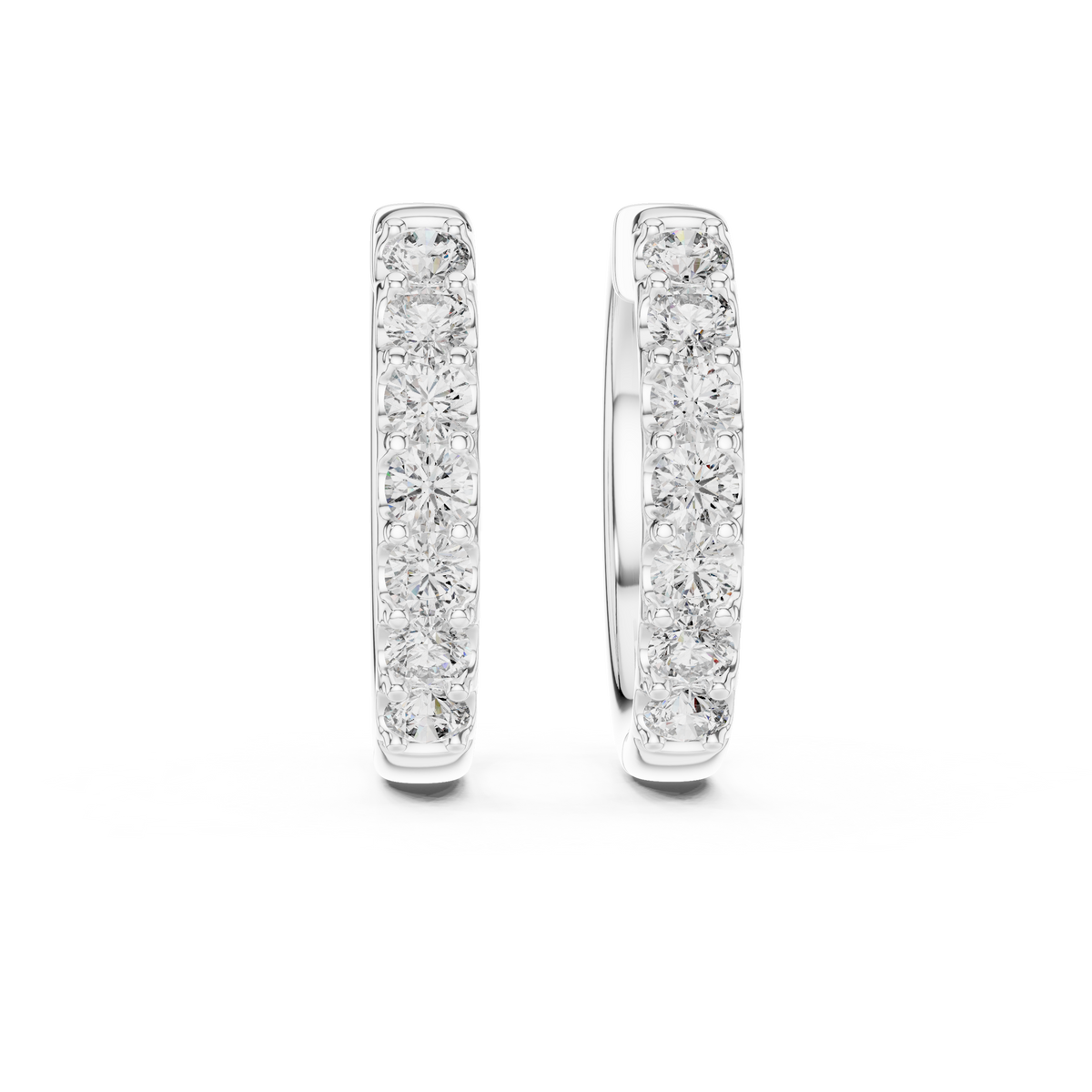 Minimalist Diamond Hoop Earrings with Lab Grown Diamonds, White Gold