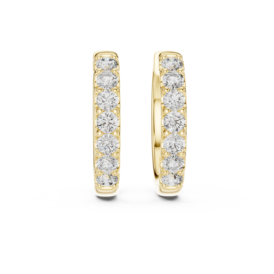 Minimalist Diamond Hoop Earrings with Lab Grown Diamonds, Yellow Gold