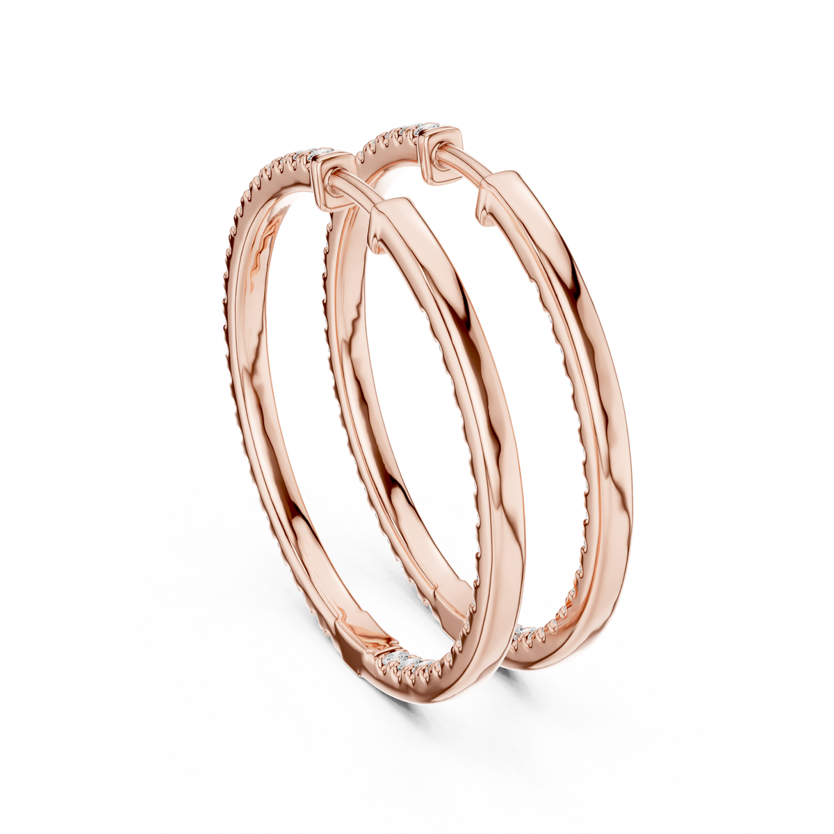 Inside-Out Round Diamond Hoop Earrings, Rose Gold