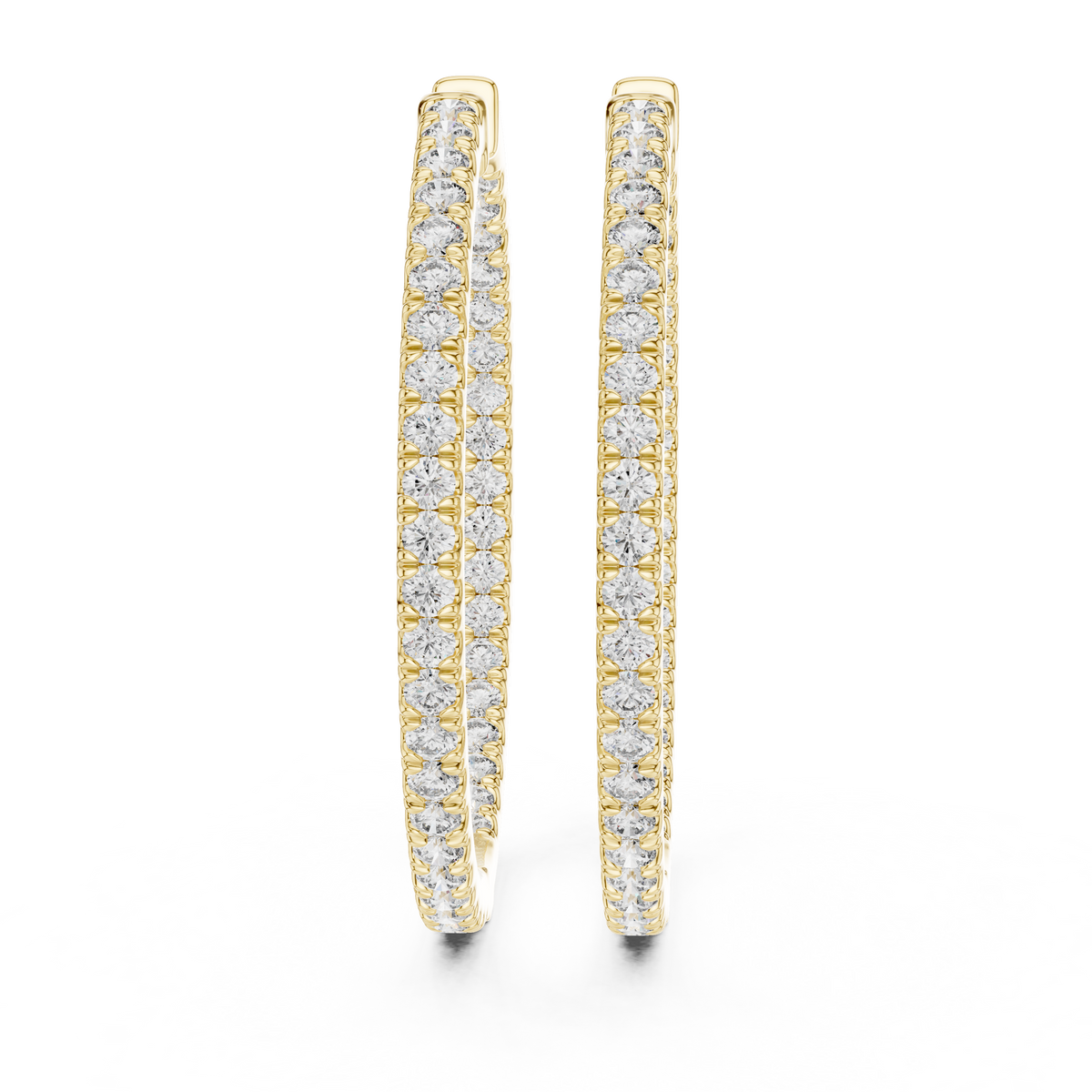 Inside-Out Round Diamond Hoop Earrings, Yellow Gold