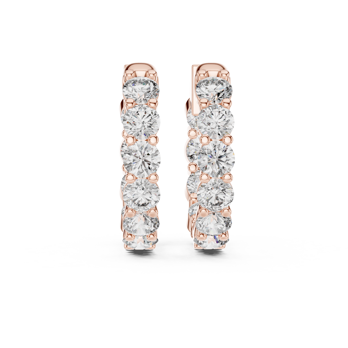 IGI Certified 2.0 CT Round Lab Grown Diamond Hoop Earrings, Rose Gold