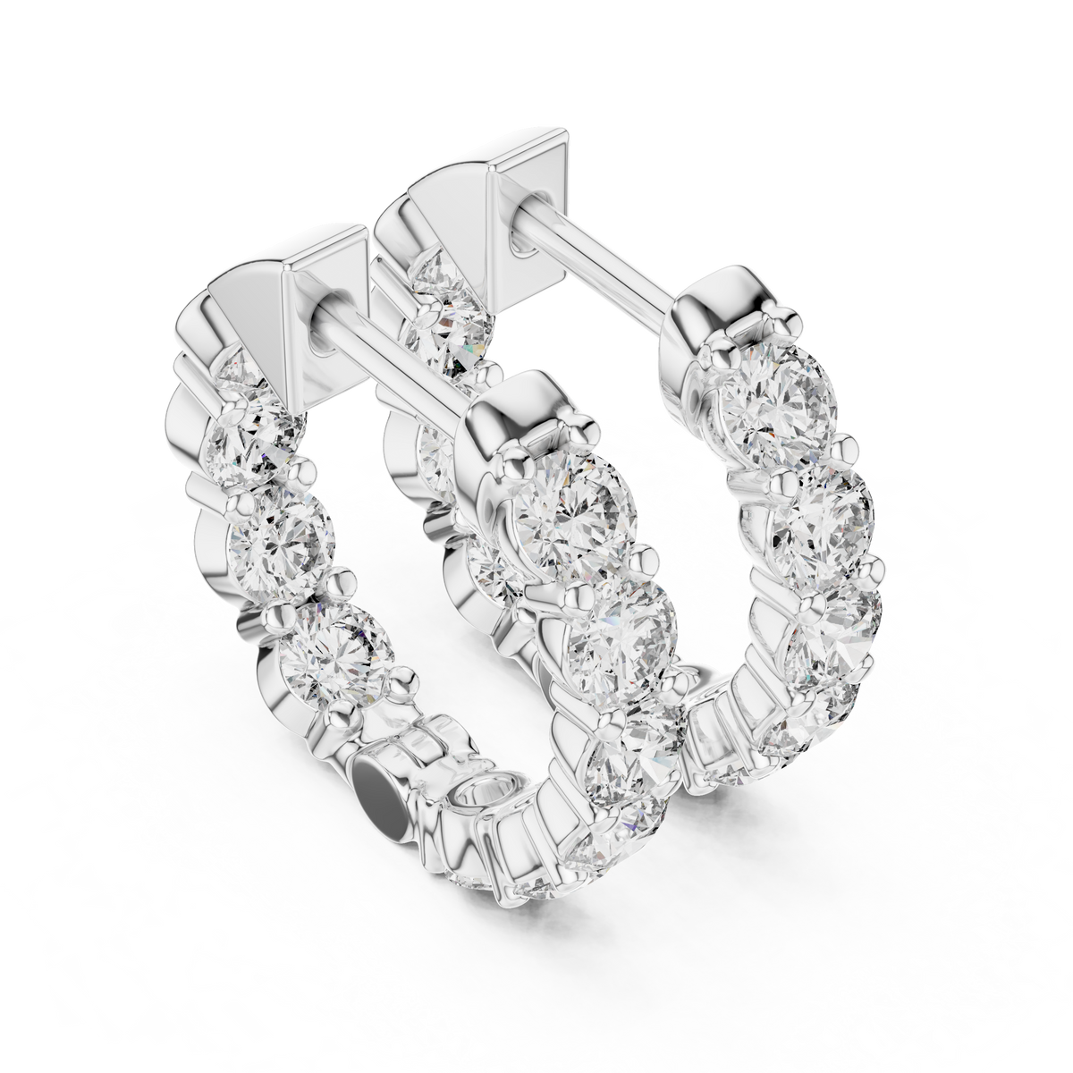 IGI Certified 2.0 CT Round Lab Grown Diamond Hoop Earrings, White Gold