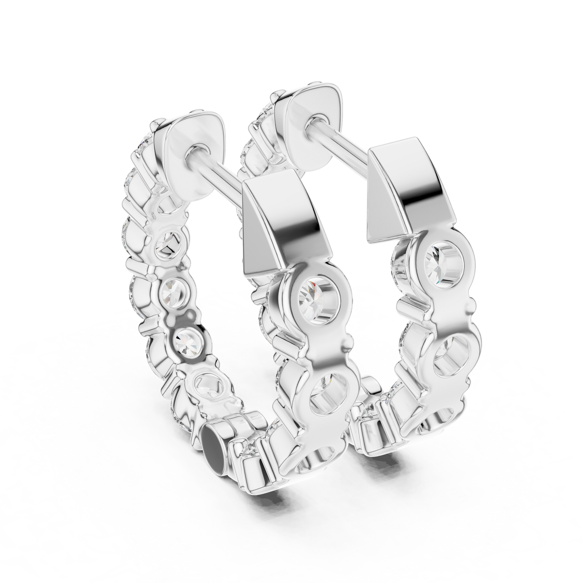 IGI Certified 2.0 CT Round Lab Grown Diamond Hoop Earrings, White Gold