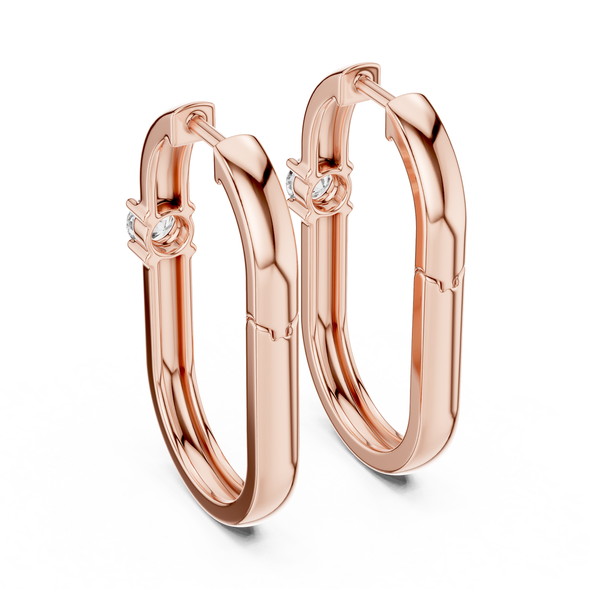 0.40 CT Round Lab Grown Diamond Square Hoop Earrings, Rose Gold