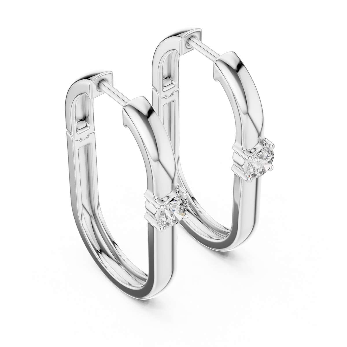 0.40 CT Round Lab Grown Diamond Square Hoop Earrings, White Gold