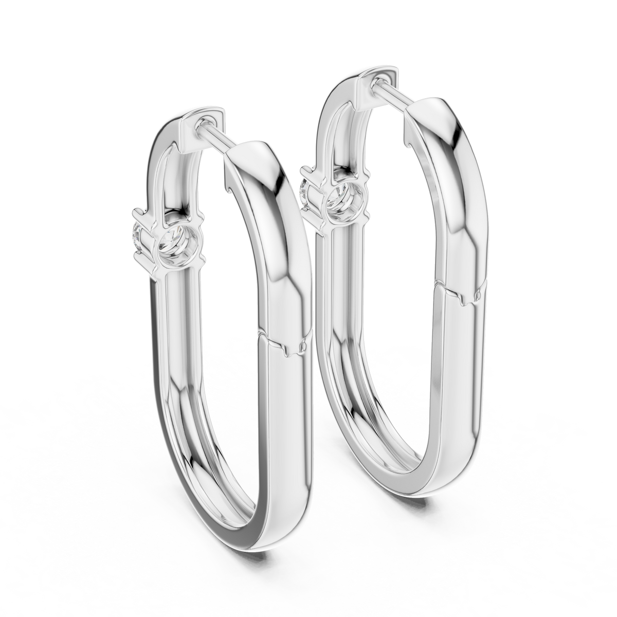 0.40 CT Round Lab Grown Diamond Square Hoop Earrings, White Gold