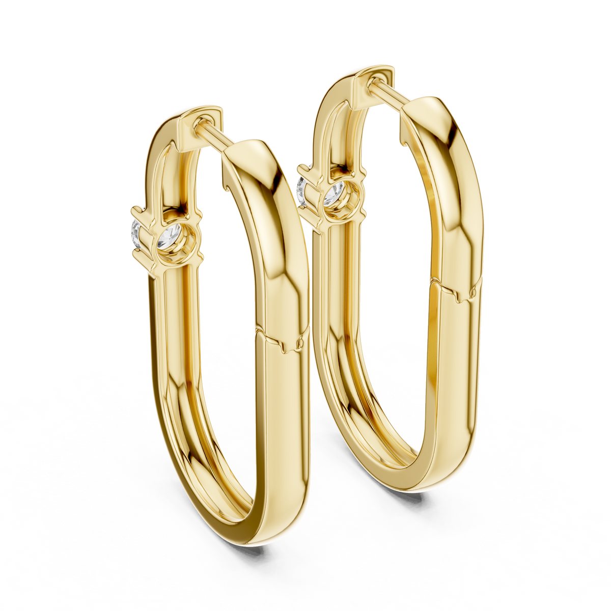 0.40 CT Round Lab Grown Diamond Square Hoop Earrings, Yellow Gold