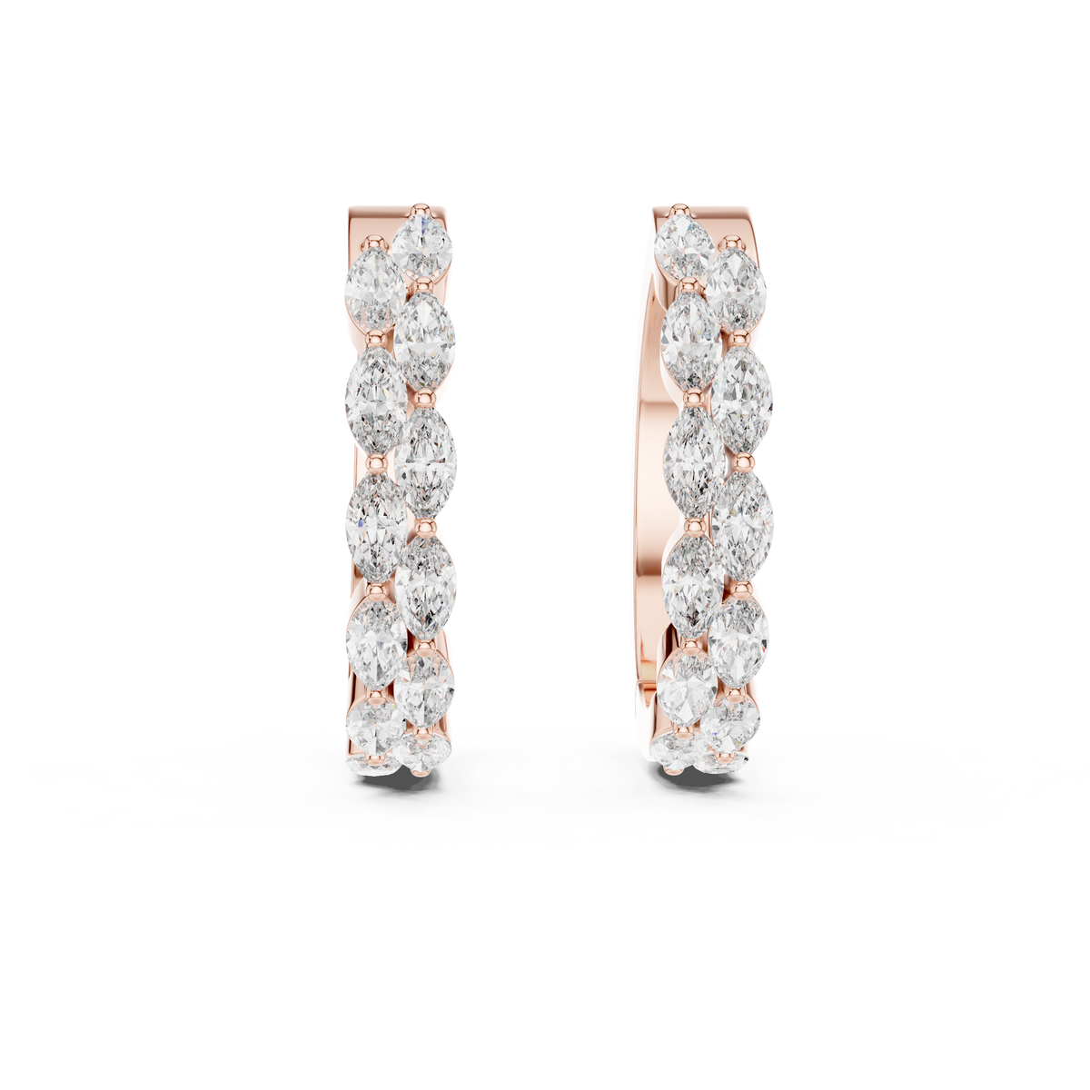 Elegant Marquise Lab Grown Diamond Hoops, Rose Gold