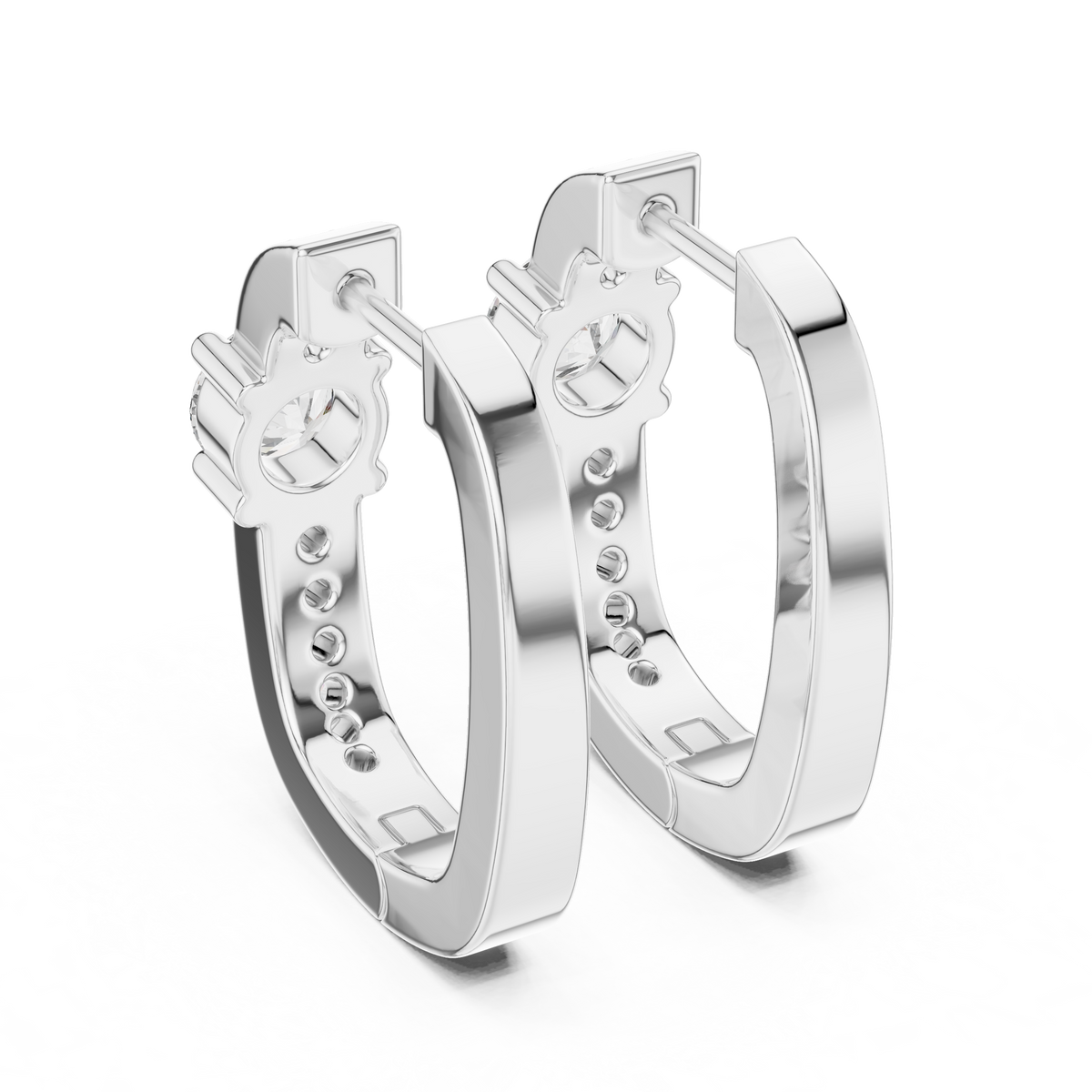 Round Lab Grown Diamond Hoop Earrings in Gold, White Gold