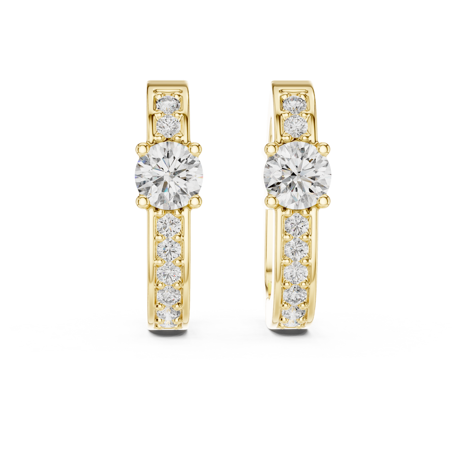 Round Lab Grown Diamond Hoop Earrings in Gold, Yellow Gold