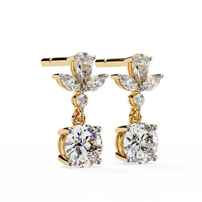 LGD Ear Studs Round Stone (1.17ct Pair) In 14K Gold