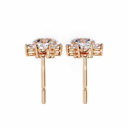 LGD Ear Studs Round Stone (1.17ct Pair) In 14K Gold
