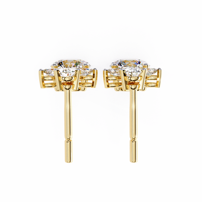LGD Ear Studs Round Stone (1.17ct Pair) In 14K Gold