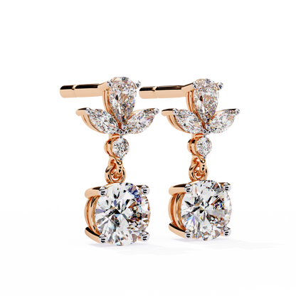LGD Ear Studs Round Stone (1.17ct Pair) In 14K Gold