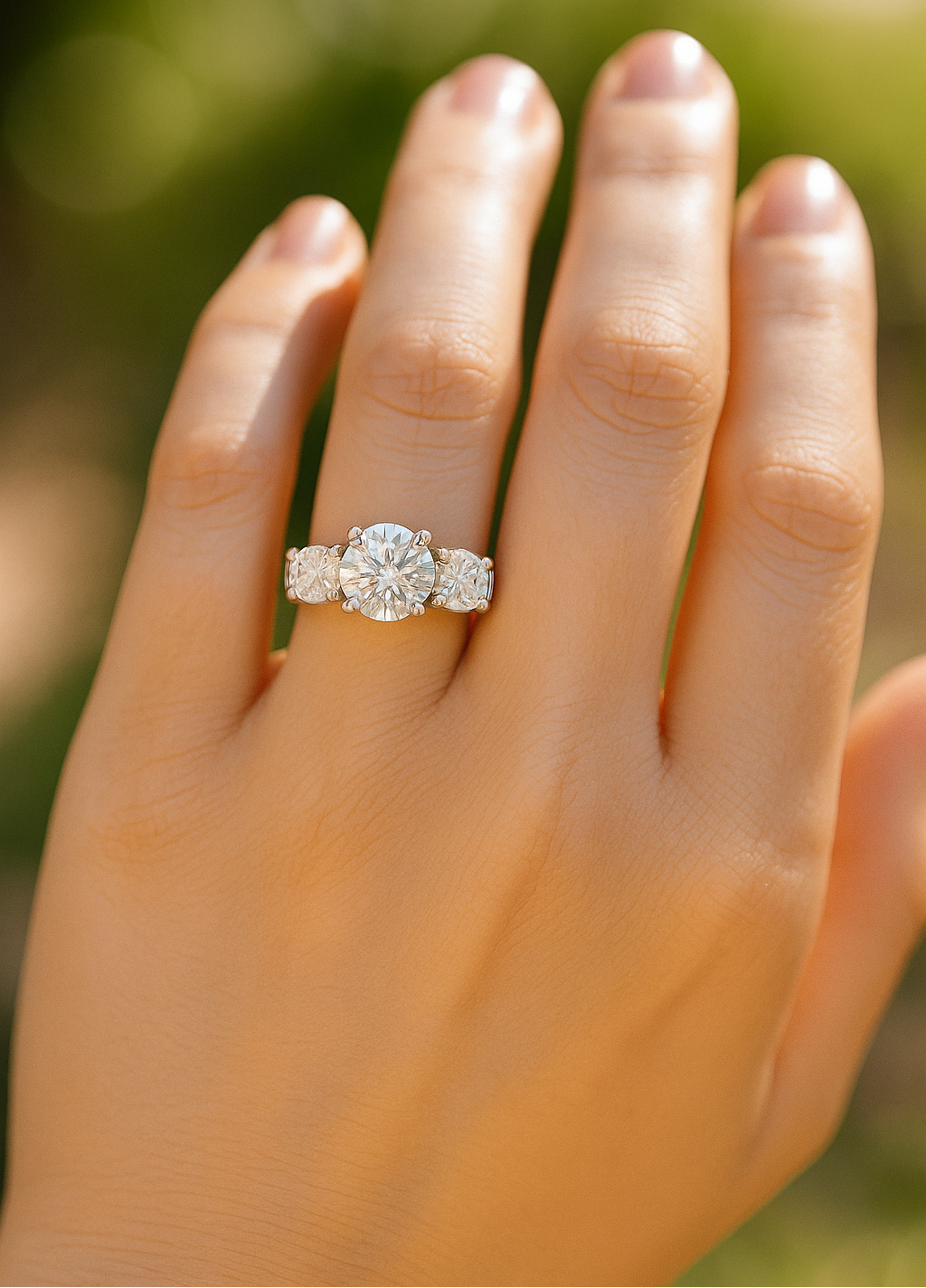 3 Round Brilliant Diamond Engagement Ring 