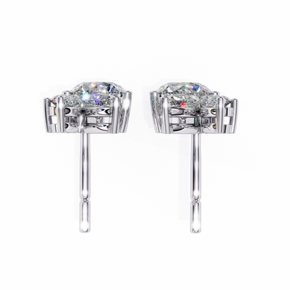 LGD Ear Studs Round Stone (1.42ct Pair) In 14K Gold