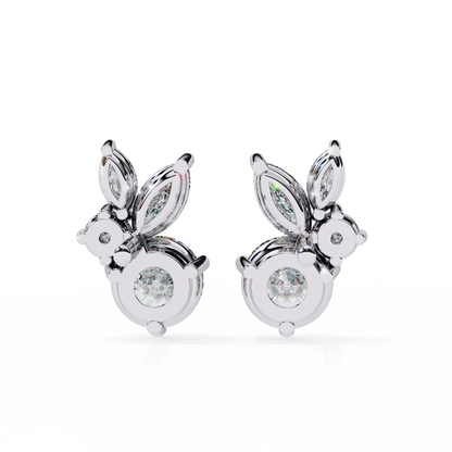 LGD Ear Studs Round Stone (1.42ct Pair) In 14K Gold