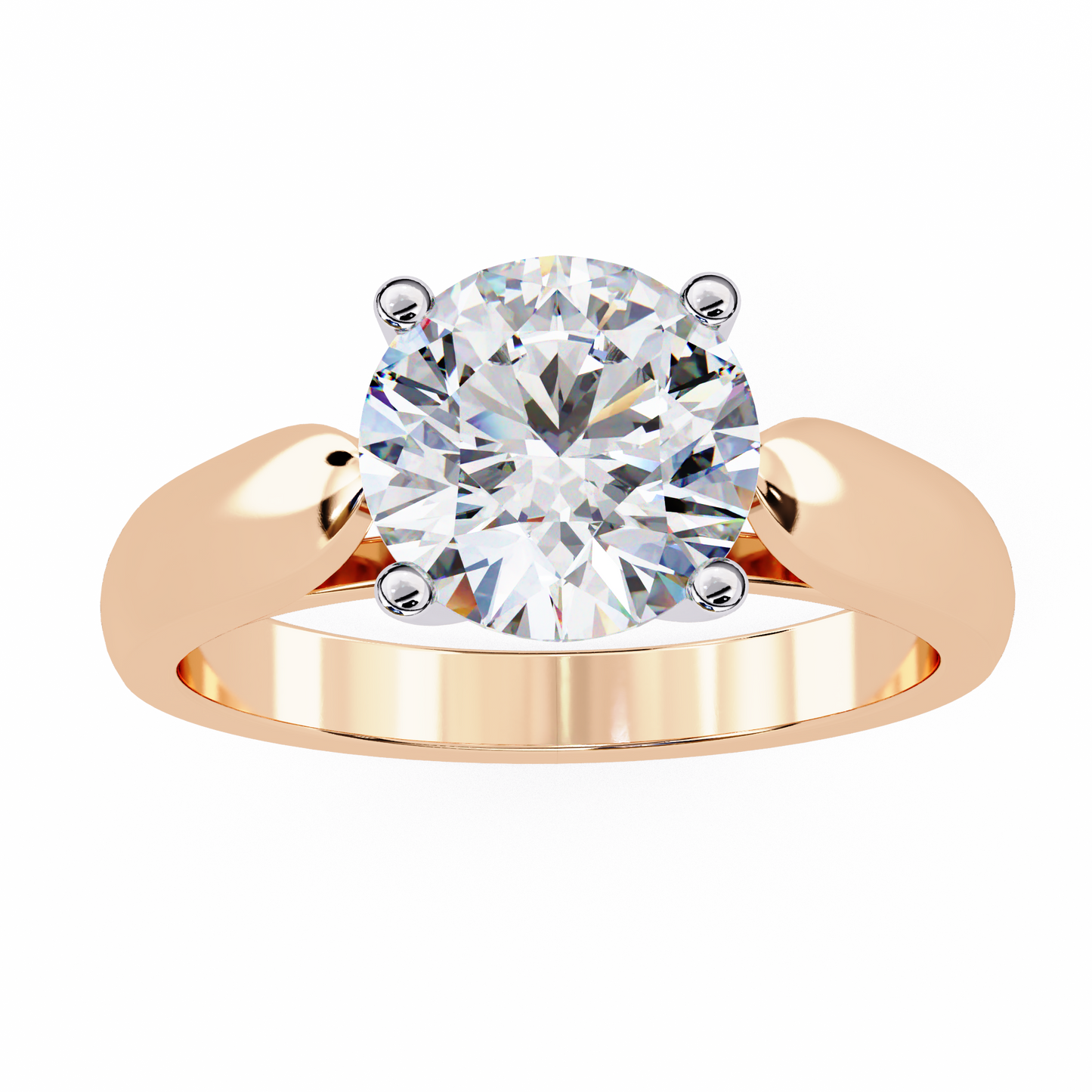 LGD Solitaire Ring Round Stone (1.92ct) In 14K Gold