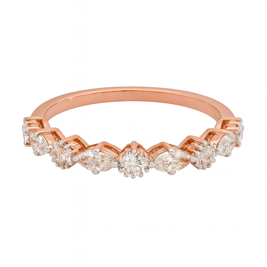 Lab Grown Multi Stone Band Ring In 14k Rose Gold