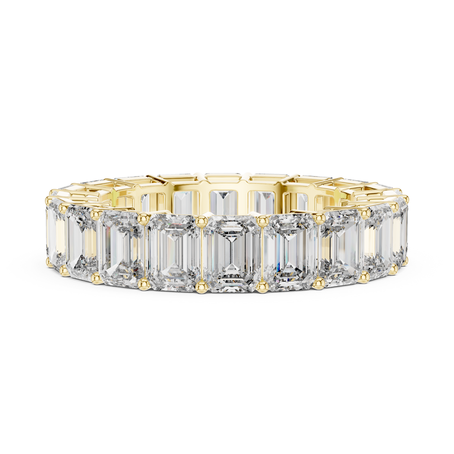 Emerald Cut Lab Grown Diamond Full Eternity Band Ring, Yellow Gold