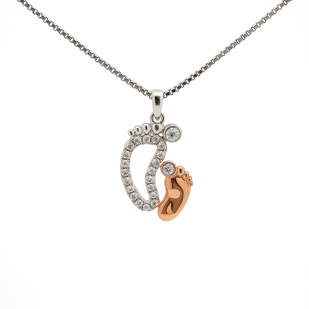 Baby Feet Lab-grown Diamond Pendant In 14k Gold