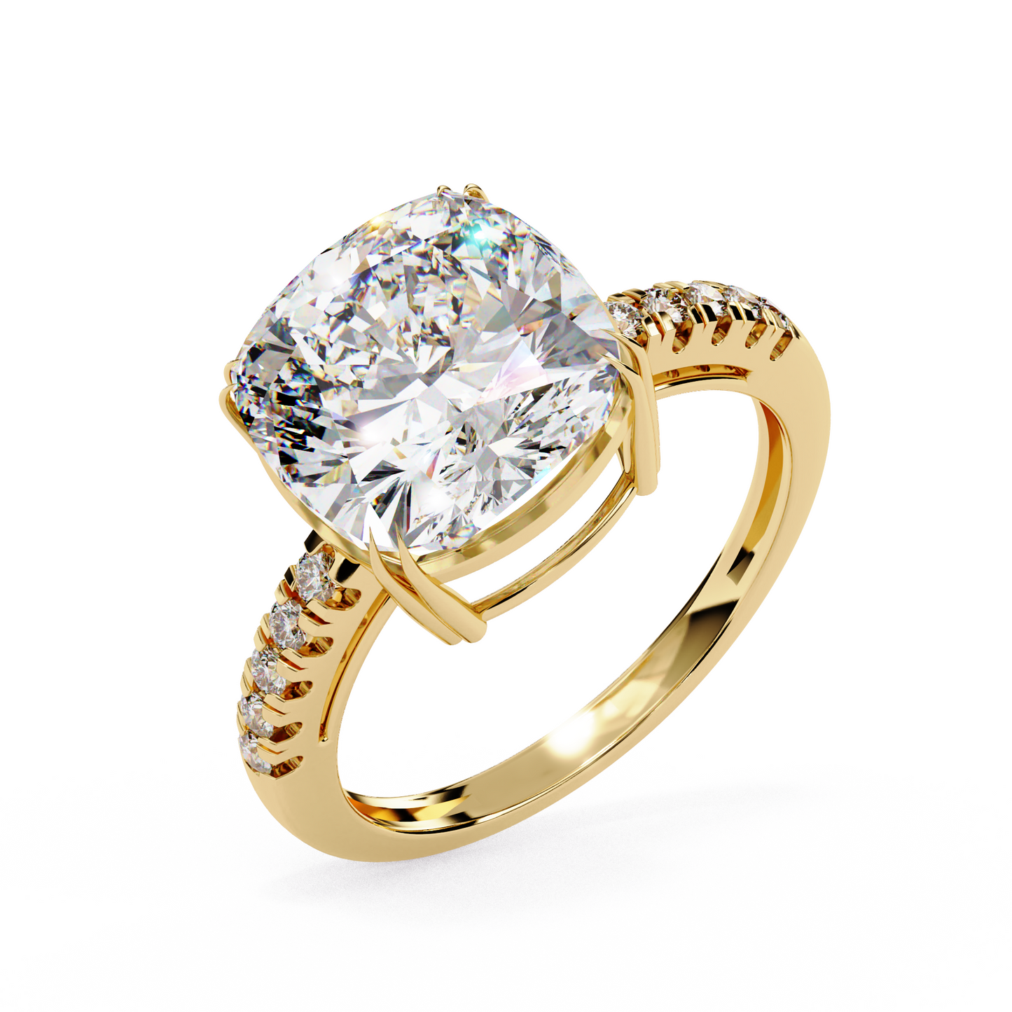 LGD Solitaire Ring Cushion Square (5.38ct) In 14K Gold      #LGD-CU-CD001